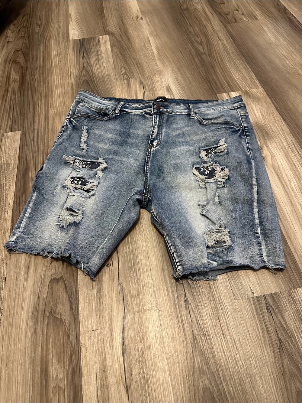 Men's Distressed Blue Denim Jean Shorts